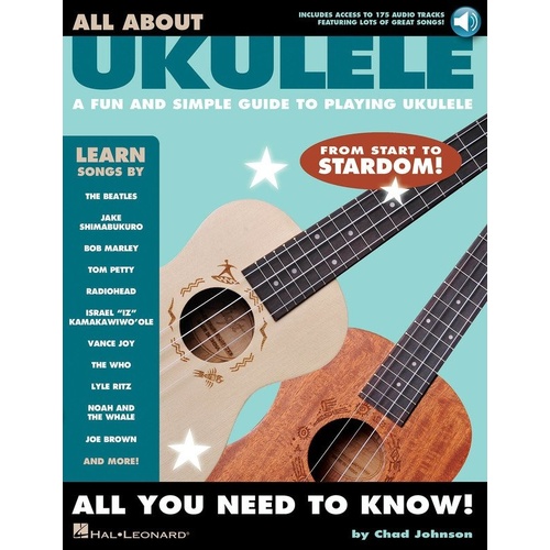 All About Ukulele Book by Hal Leonard, 208 Pages, Step-by-Step Music Reading, Includes 40+ Songs, Online Audio Access
