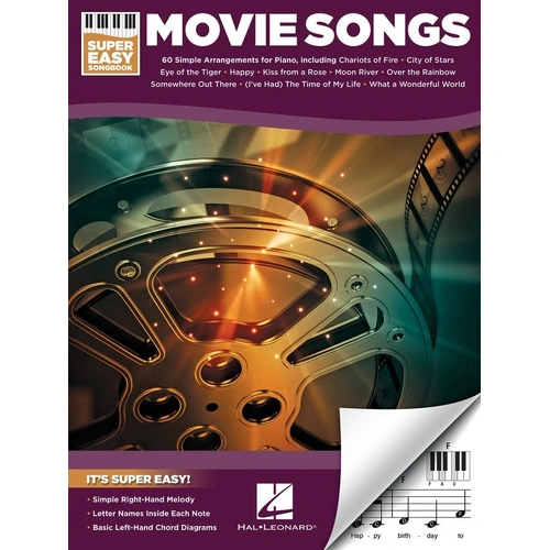 Movie Songs Super Easy Songbook by Hal Leonard - 60 Accessible Piano Arrangements with E-Z Play Format