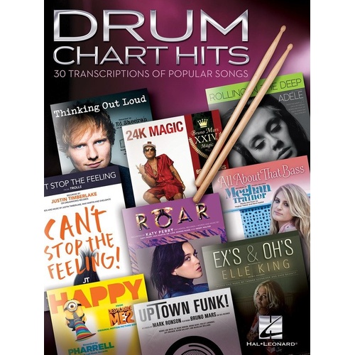 Drum Chart Hits - Authentic Transcriptions of 30 Pop and Rock Songs by Hal Leonard, 88 Pages