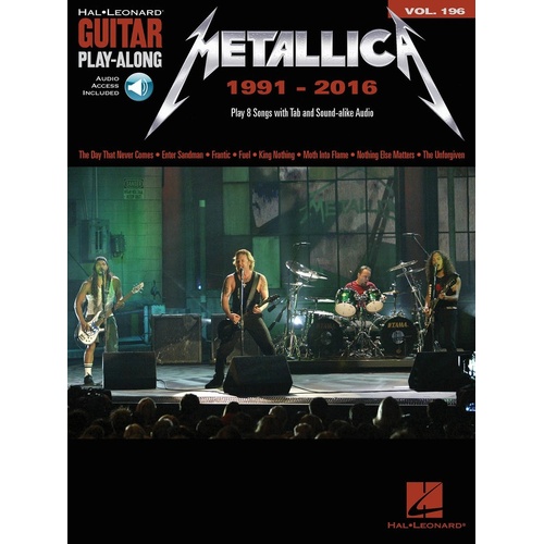 Metallica 1991-2016 Guitar Playalong V196 Book/Online Audio (Softcover Book/Online Audio)