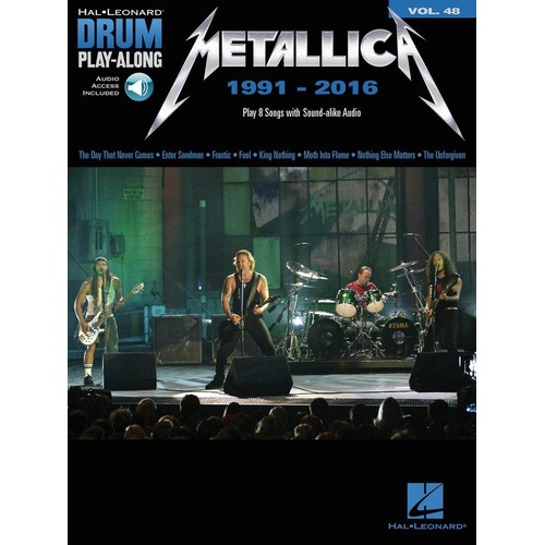 Metallica Drum Play-Along V48 1991-2016 Hal Leonard 64 Pages