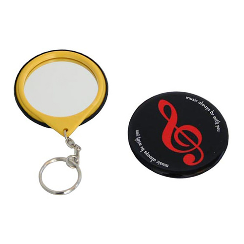 Key Ring Mirror Black with Red Clef