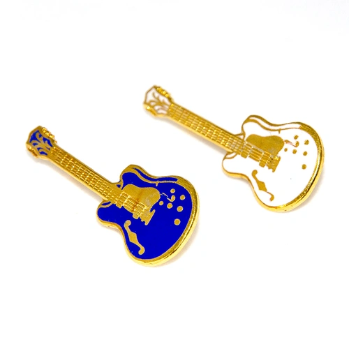 Coloured Enamel Semi-Acoustic Guitar Brooch Badge 25-30mm