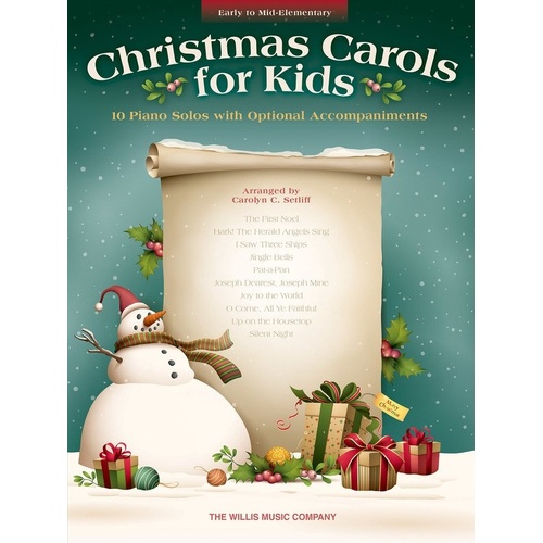 Christmas Carols for Kids - Easy Piano Sheet Music with Lyrics and Optional Accompaniments, 24 Pages, Willis Music