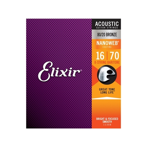 Elixir : #11308: Acoustic NW Baritone 8 St Set 012-070