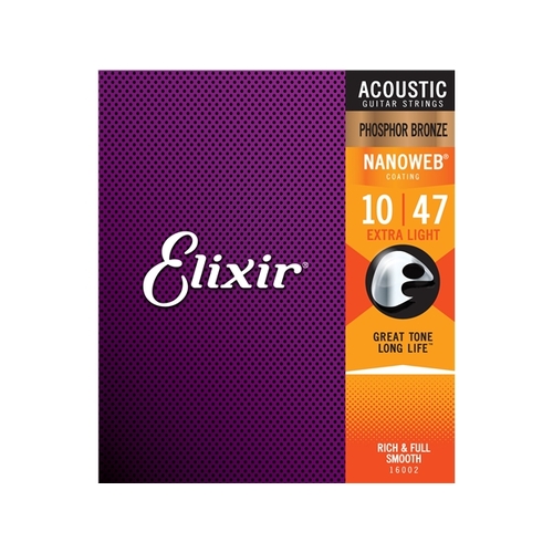 Elixir : #16002: Acoustic Nano Phos Bronze Xtra Lite 10