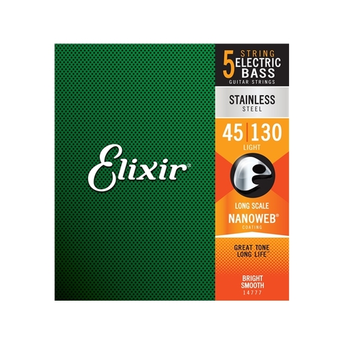 Elixir : # 14777: Bass 5 Str Nano Stainless Steel Med 45-130