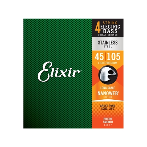 Elixir : # 14677: Bass Nano Stainless Steel Med 45-105