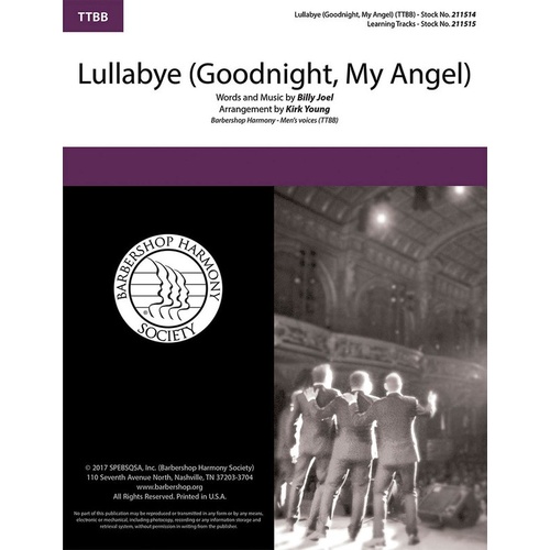 Lullaby (Goodnight My Angel) TTBB A Cappella (Octavo)