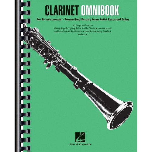 Clarinet Omnibook for B Flat Instruments by Hal Leonard - 43 Jazz Solos, Spiral-bound, 216 Pages