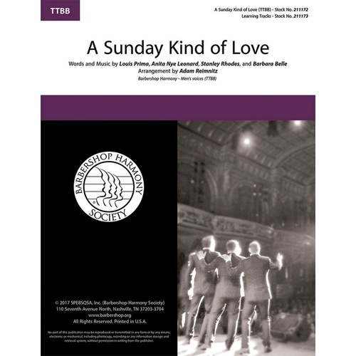 A Sunday Kind Of Love TTBB A Cappella (Octavo)