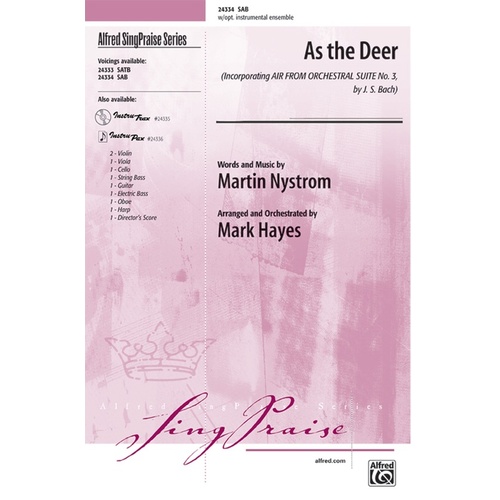 As the Deer SAB Arranged by Hayes Choral Sheet Music