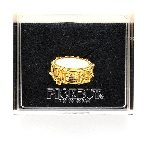 Pickboy Goldplated Snaredrum Brooch - Enamelled Badge 25-30mm