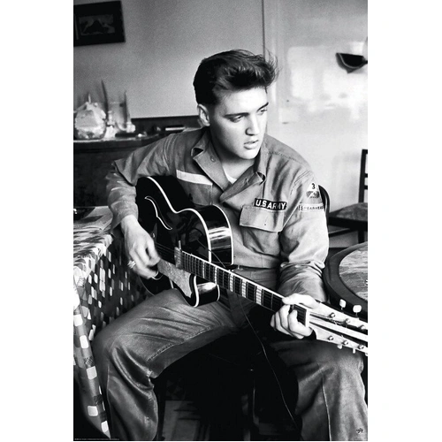Elvis Presley Wall Poster with Guitar by Aquarius
