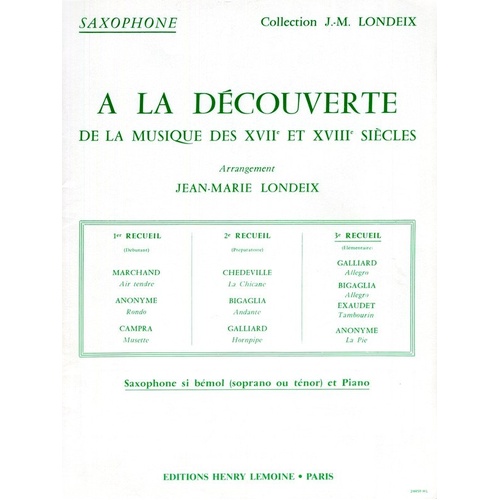 A La Decouverte Bk 3 for Saxophone by Jean-Marie Londeix