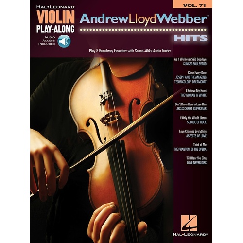 Andrew Lloyd Webber Hits Violin Playalong V71 Book/Online Audio 