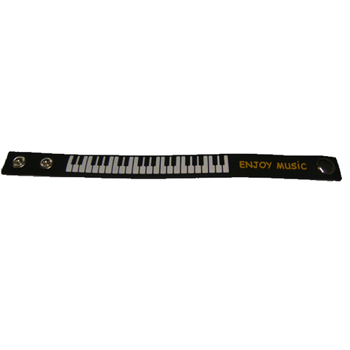 Black Wrist Strap with Piano Keys Design