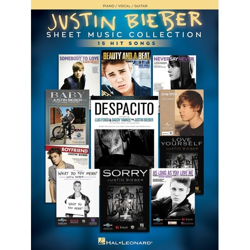 Justin Bieber Sheet Music Collection PVG - 15 Hit Songs for Piano, Vocal & Guitar
