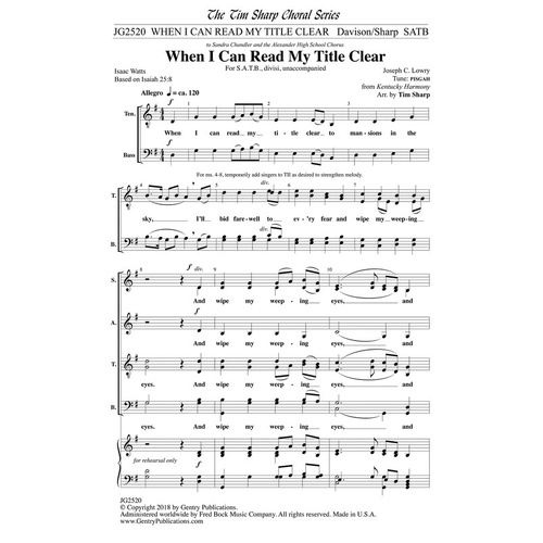 When I Can Read My Title Clear SATB A Cappella (Octavo)