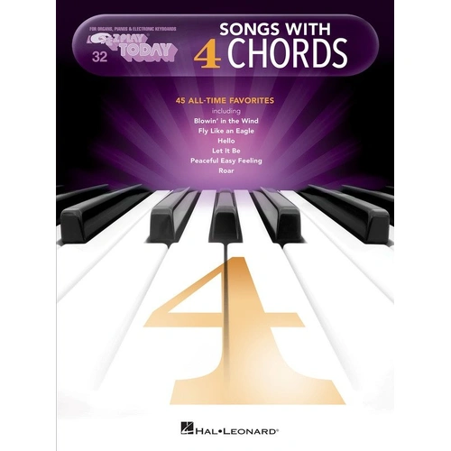 Songs with 4 Chords EZ Play 32 by Hal Leonard, 184 Pages, Keyboard, E-Z Play Format, Includes 45 All-Time Favorites