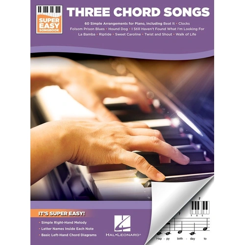 Three Chord Songs Super Easy Songbook by Hal Leonard, 120 Pages, E-Z Play Format, Keyboard/Piano, 60 Accessible Arrangements