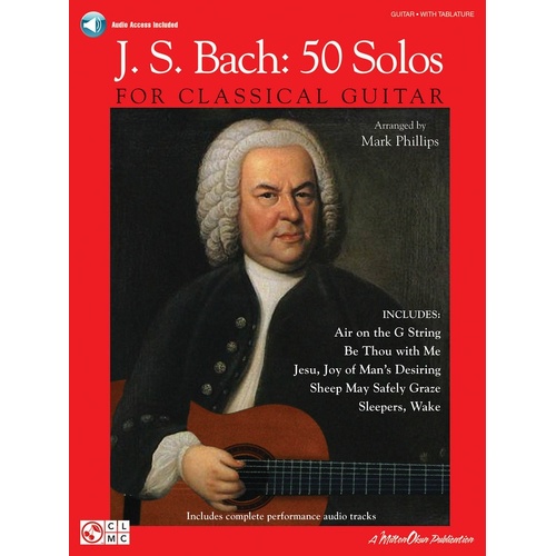 Js Bach - 50 Solos For Classical Guitar TAB Book/Online Audio (Softcover Book/Online Audio)