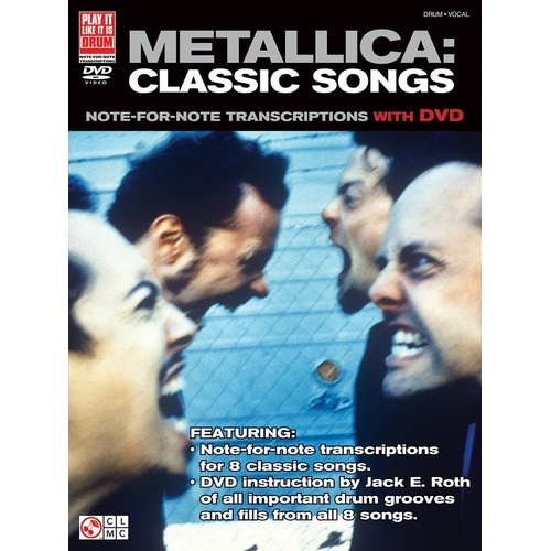 Metallica Classic Songs for Drum Book/DVD with Instruction by Jack E. Roth