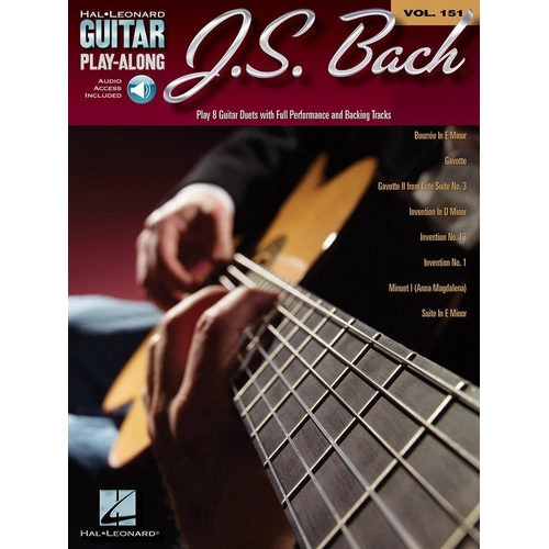 J.S. Bach Guitar Play-Along V151 BK/OLA - 40 Pages, Guitar TAB, Features 8 Pieces, Includes Audio for Download or Streaming