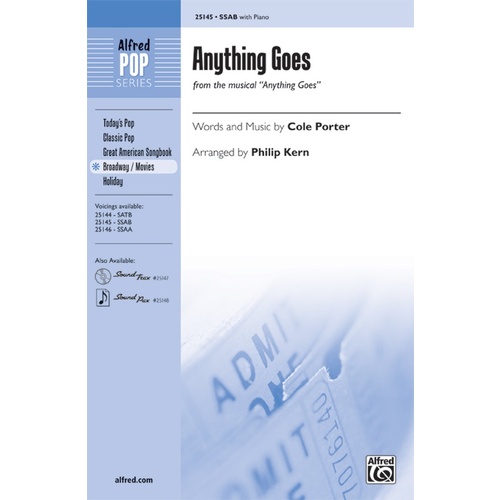 Anything Goes SSAB/Piano Arrangement by Kern - Choral Sheet Music