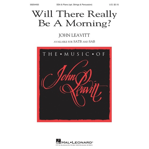 Will There Really Be A Morning? SSA (Octavo)