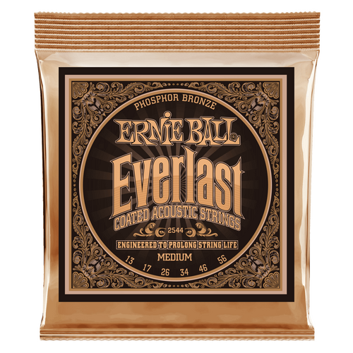 Ernie Ball Everlast Medium Coated Phosphor Bronze Acoustic Guitar String, 13-56 Gauge