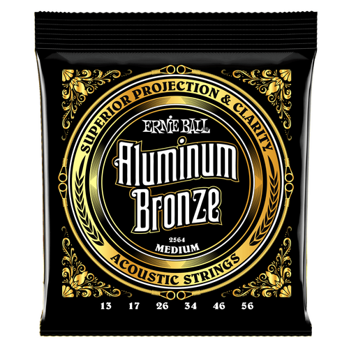 Ernie Ball Medium Aluminum Bronze Acoustic Guitar Strings, 13-56 Gauge