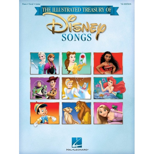 Illustrated Treasury of Disney Songs PVG 7th Edition - Piano, Vocal & Guitar Songbook, 288 Pages, Hal Leonard