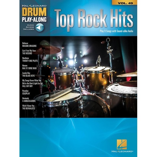 Top Rock Hits Drum Play-Along V49 BK/OLA
