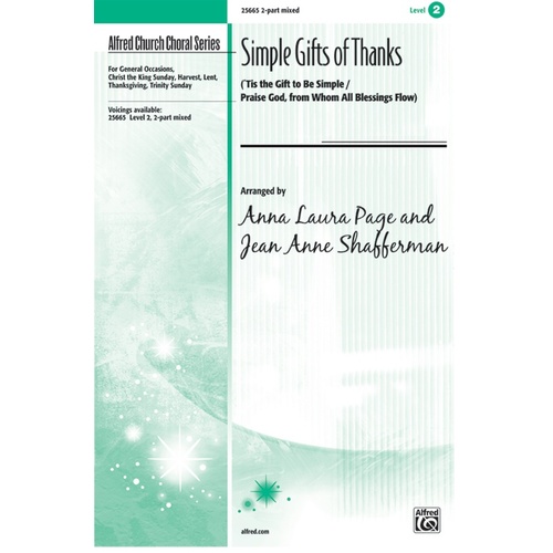 Simple Gifts of Thanks 2 Part Mixed with Piano Choral Sheet Music