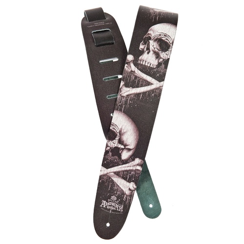 Planet Waves Alchemy Gothic Collection Leather Guitar Strap, Blackbloods Skull