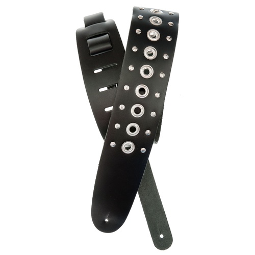 Planet Waves Metal Collection Leather Guitar Strap, Grommet 1