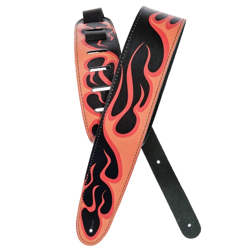 Planet Waves Hot Rod Collection Leather Guitar Strap, Flame