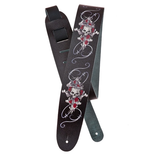 Planet Waves Lethal Threat Leather Guitar Strap, Skull Dagger
