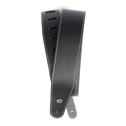 Planet Waves Classic Leather Guitar Strap with Contrast Stitch, Black