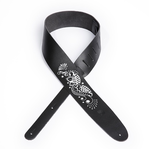 D'Addario 2.5 Inch Leather Screen Printed Musical Leaf Guitar Strap 