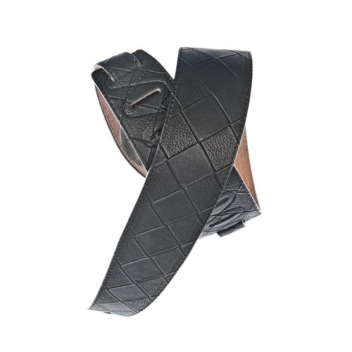 Planet Waves Large Basket Weave Leather Guitar Strap, Black
