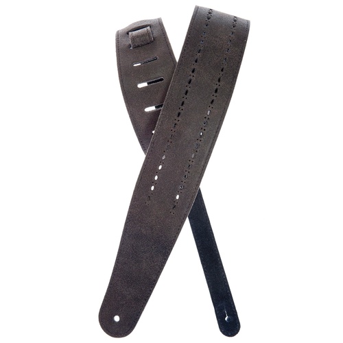 Planet Waves Vented Leather Guitar Strap, Black Rows