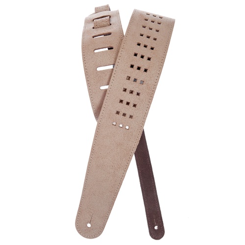 Planet Waves Vented Leather Guitar Strap, Whitewashed Blocks