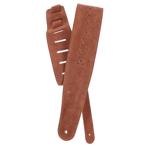 Planet Waves Vented Leather Guitar Strap, Camel Suede Rosette