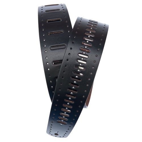 Planet Waves Vented Leather Guitar Strap, Black Studs