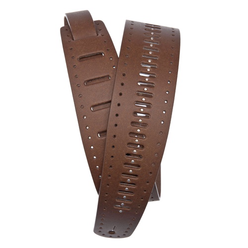 Planet Waves Vented Leather Guitar Strap, Brown Studs