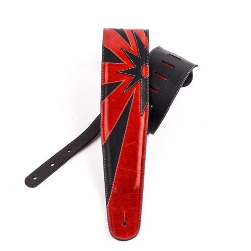 Crimson Burst - Premium Leather Guitar Strap, by D'Addario