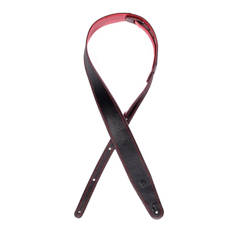Reversible Leather Guitar Strap, Black/Red, by D'Addario