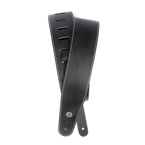 Planet Waves Stonewashed Leather Guitar Strap with Contrast Stitch, Black